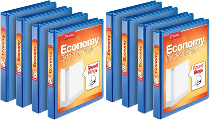 Cardinal Economy 3 Ring Binder, 1 Inch, Presentation View, Blue, Holds 225 Sheets, Nonstick, PVC Free, 4 Pack of Binders (79511)