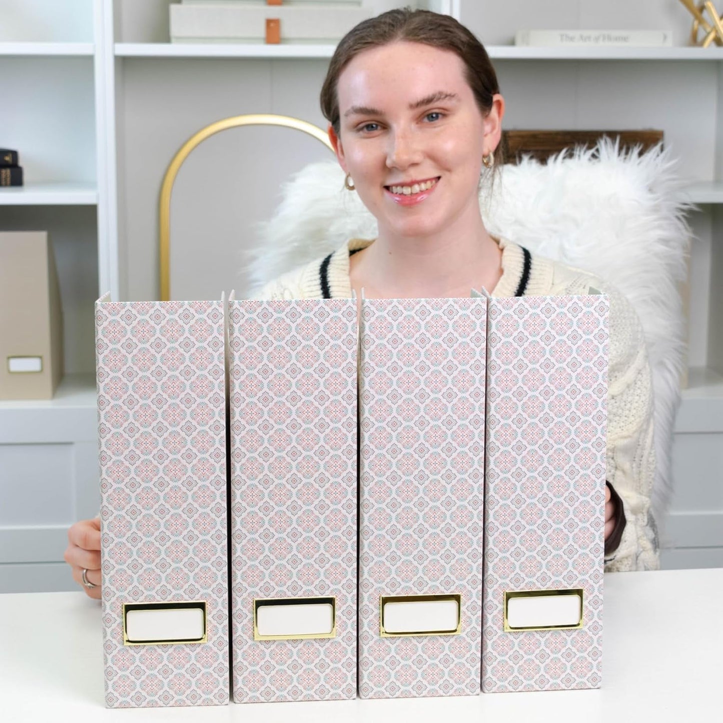 BLU MONACO | Cardboard Magazine File Holder Set of 4 | Vertical Magazine File Holder for Desk and Shelves | Standing File Holder for Classroom School Paper Storage
