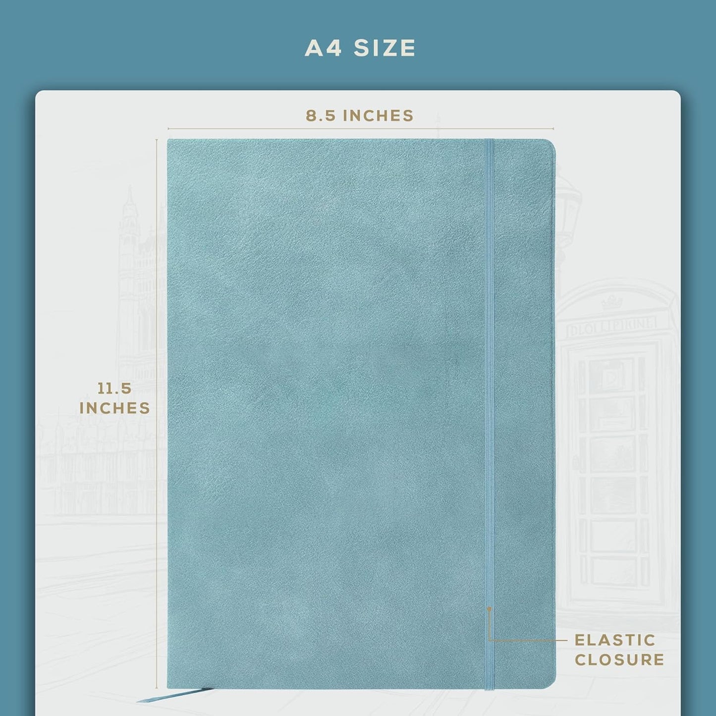 BEECHMORE BOOKS Large Lined Journal Notebook, 8.5" x 11.5" (A4) Hardcover Vegan Leather Executive Diary for Work, Thick 120gsm Paper, Lay-Flat Binding, Gift Box