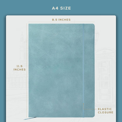 BEECHMORE BOOKS Large Lined Journal Notebook, 8.5" x 11.5" (A4) Hardcover Vegan Leather Executive Diary for Work, Thick 120gsm Paper, Lay-Flat Binding, Gift Box