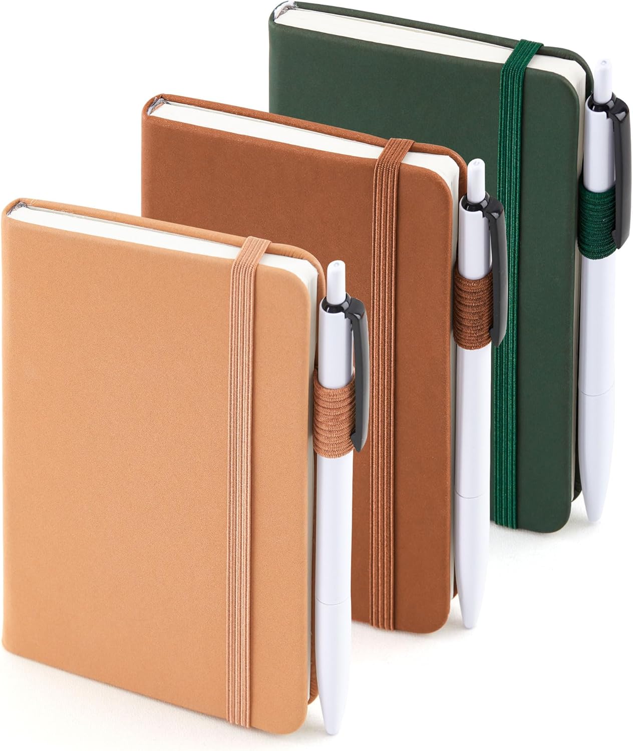 feela 3 Pack Pocket Notebook Journals with 3 Black Pens, A6 Mini Cute Small Journal Notebook Bulk Hardcover College Ruled Notepad with Pen Holder for Office School Supplies, 3.5”x 5.5”, Gray