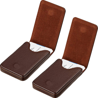 Outus 2 Pieces Business Card Holder, PU Leather Business Card Case Pocket Wallet with Magnetic Shut for Valentines Gift Men Women(Black and Coffee,Classic)