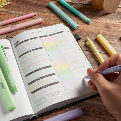 BLIEVE - Aesthetic Highlighters and Gel Pens With Soft Ink and Chisel Tip, Bible Highlighters and Pens No Bleed, Dry Fast Easy to Hold, for Bible Journaling Planner School Supplies (MORANDI)