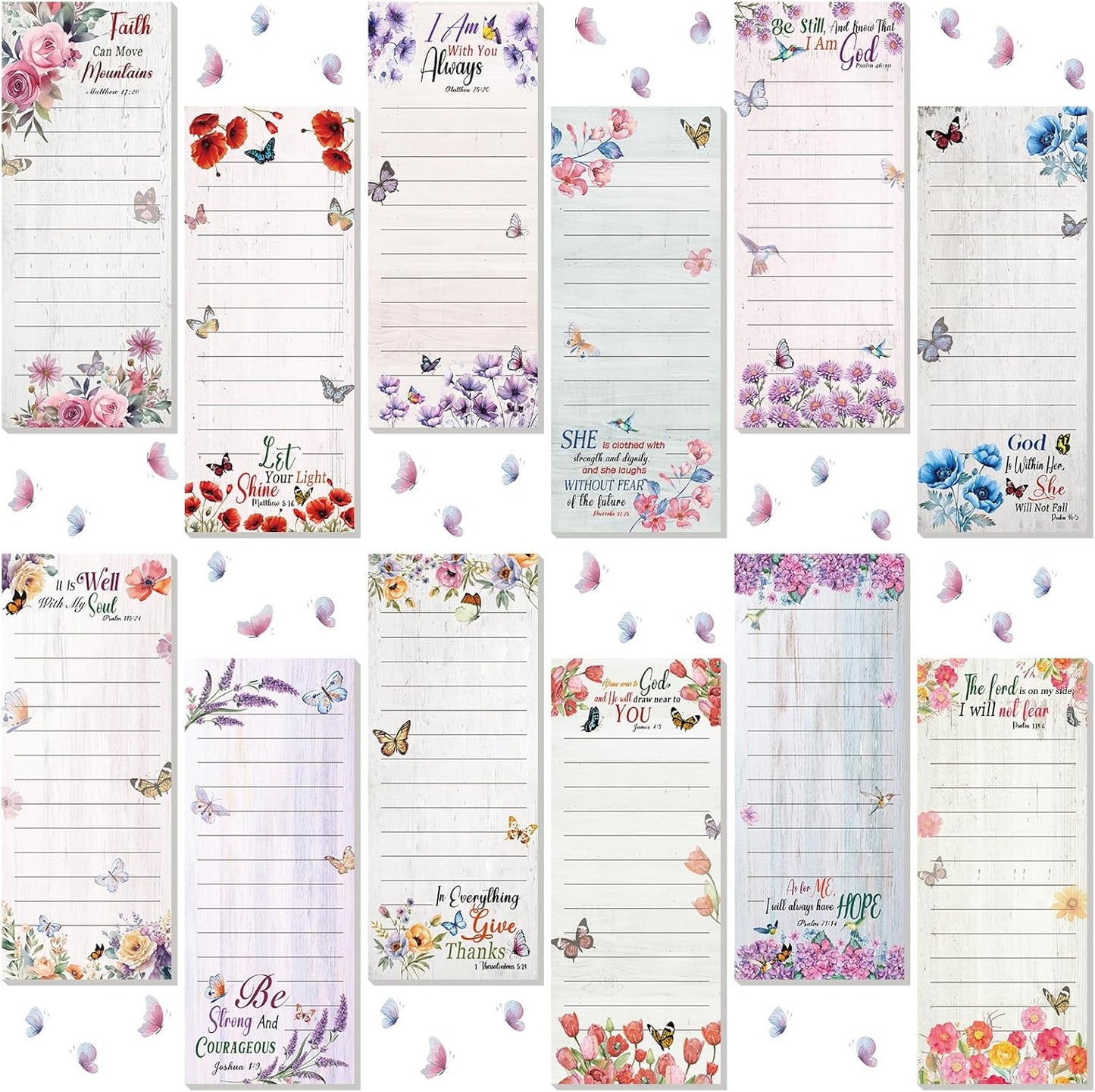 Eaasty 12 Pcs Bible Magnetic Notepads for Refrigerator Monthly Magnetic Grocery List 9 x 3.5" Magnet Memo Pads 30 Sheet Per Pad Shopping to Do List for Christian Teacher Appreciation Week Gift