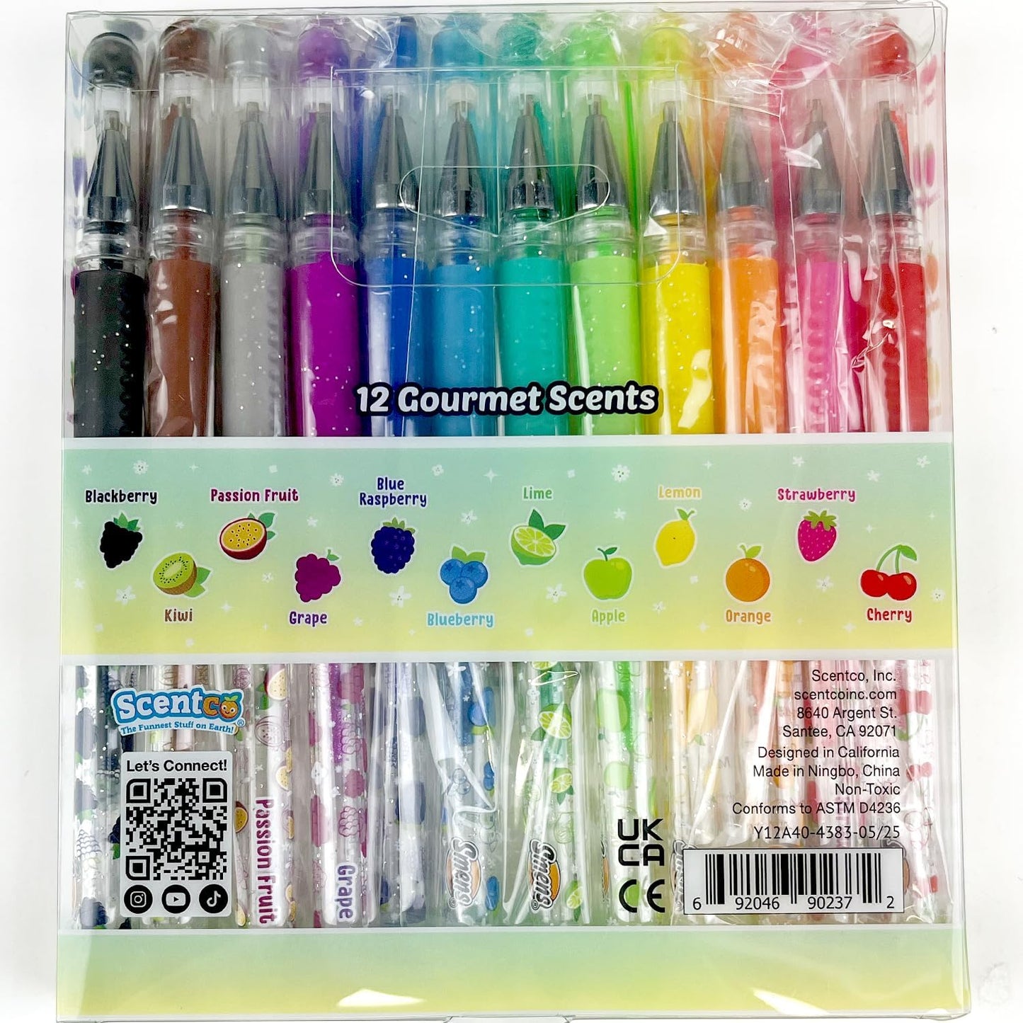 Glitter Gel Smens - Patented Gourmet Scented Colored Glitter Gel Ink Pens, Medium Point, 8 Count - Fun, Cute, Cool, Smelly Pens for Kids