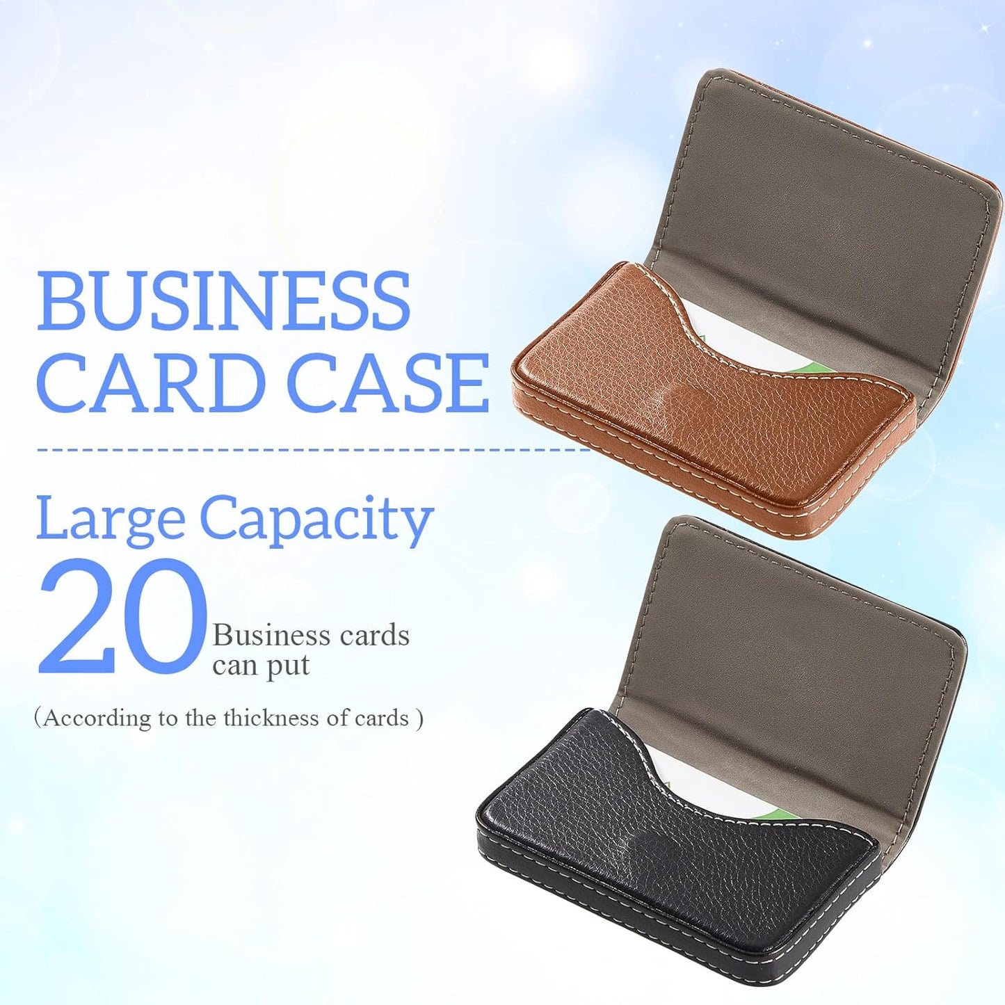 Outus 2 Pcs Business Card Holder, PU Leather Business Card Case Pocket Wallet with Magnetic Shut for Valentines Gift Adult(Black and Coffee)