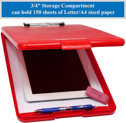 Think2Master Black Plastic Storage Clipboard. | 25% Heavier & 25% Sturdier| Heavy Duty and Won’t Flex or Bend Like Other Brands (Compare The Weight). Storage Compartment Holds 150 Letter Sized Paper.