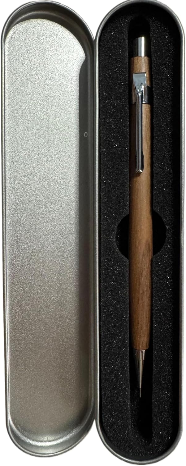 Spiral Grain Wooden Mechanical Pencils -Unique Colors Airplane Aluminum Core Artist's Drawing Pencil Comes with Gift Box (Walnut)