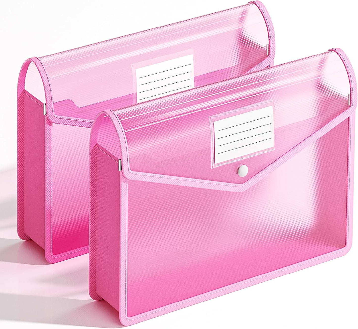 2 Pack Plastic Expanding File Folder, Transparent envelopes with Snap Closure, Fit Letter/A4 Size for School/Office/Home/Hospital, No Dividers, Large Capacity（Blue）