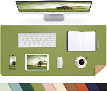 Large Desk Mat 47.2" x 17" Leather Desk Pad Protector with Natural Cork & PU Leather, Non-Slip Office Desk Mat, Large Mouse Pad, Waterproof Desk Blotter pad for Office&Home(Black)