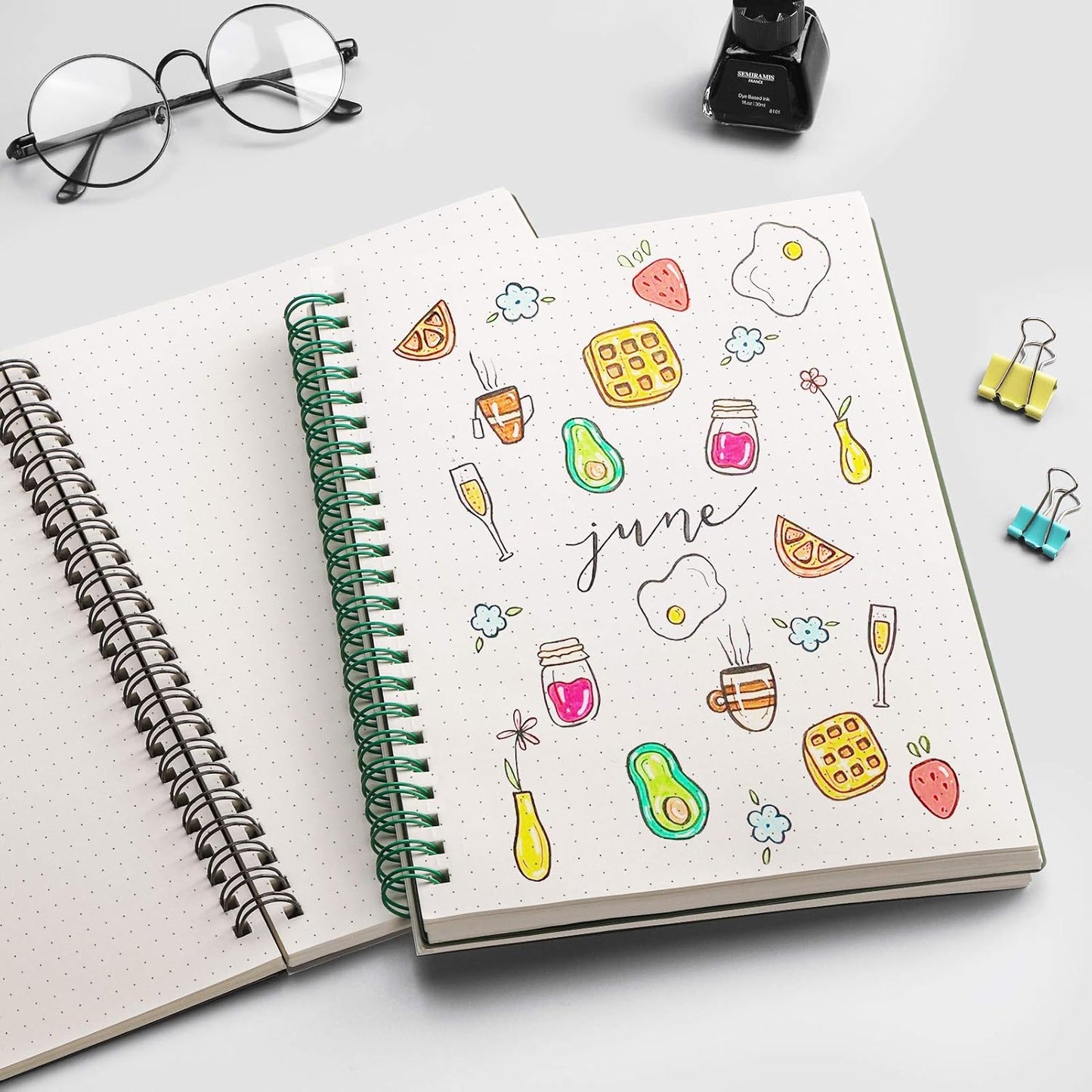 EMSHOI Dotted Journal Spiral Notebook 5.7" x 8.22" - 4 Pack 640 Pages 100gsm Thick Paper, A5 Dot Grid Notebook, Plastic Hardcover Dotted Notebook for Journaling Writing