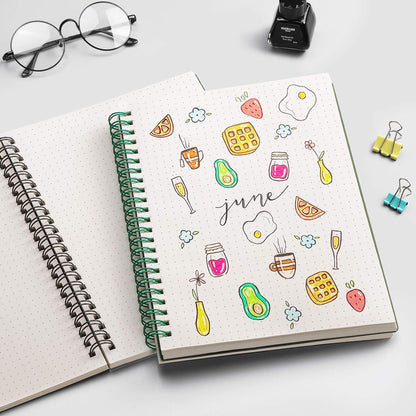 EMSHOI Dotted Journal Spiral Notebook 5.7" x 8.22" - 4 Pack 640 Pages 100gsm Thick Paper, A5 Dot Grid Notebook, Plastic Hardcover Dotted Notebook for Journaling Writing