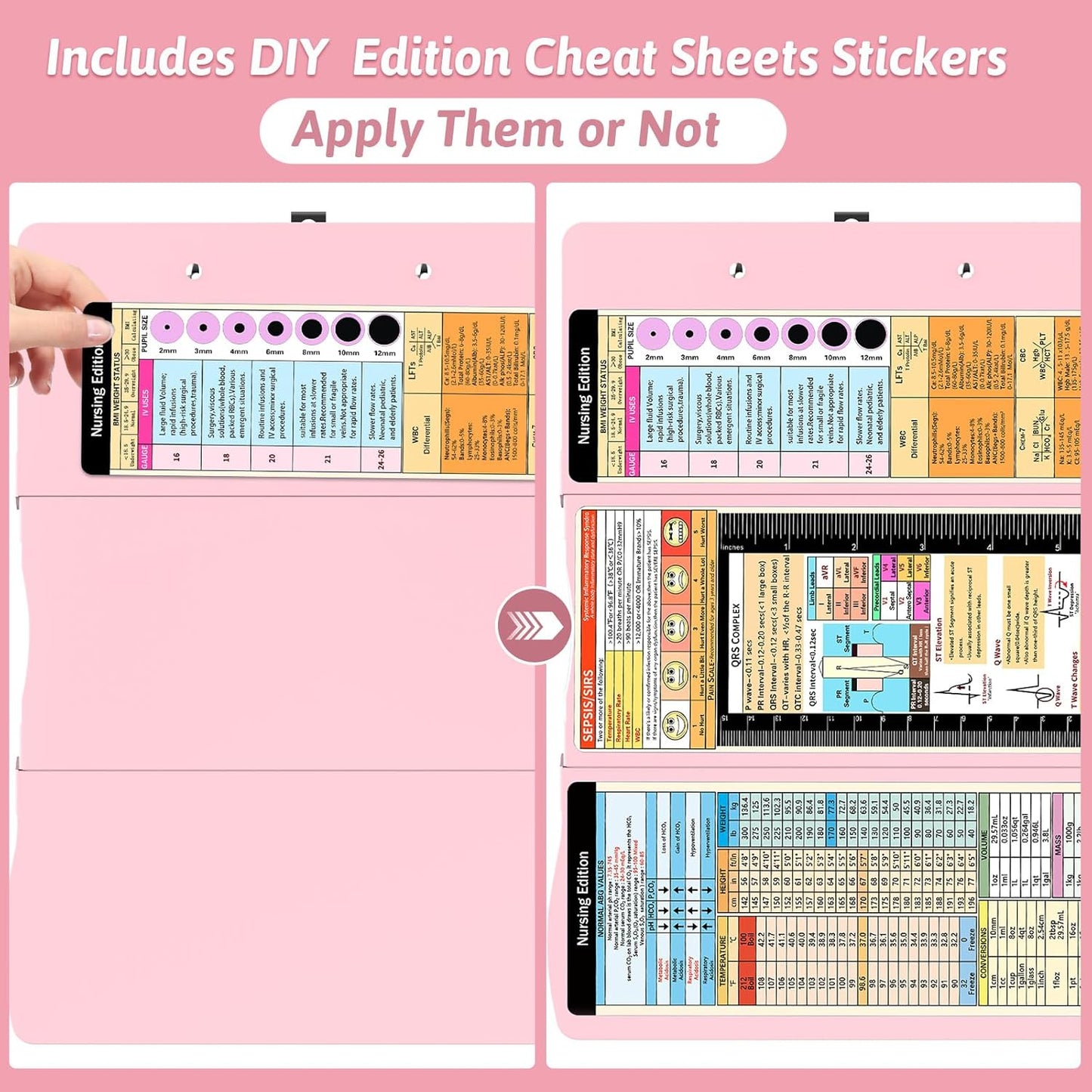 Nursing Clipboard Foldable Clipboard Medical: Edition Cheat Sheets Aluminum 3 Layers Foldable Clipboards Nursing Pocket Size Profile Clip Nurse Clipboards Notepad for Nurses Students and Doctors