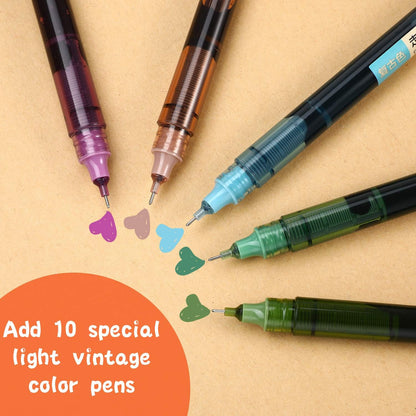 Frienda 12 Pieces Rolling Ball Pens 0.5 mm Japanese Quick Drying Fine Point Pens Liquid Ink Smooth Writing for Office Student Back to School Supplies(Multicolor)