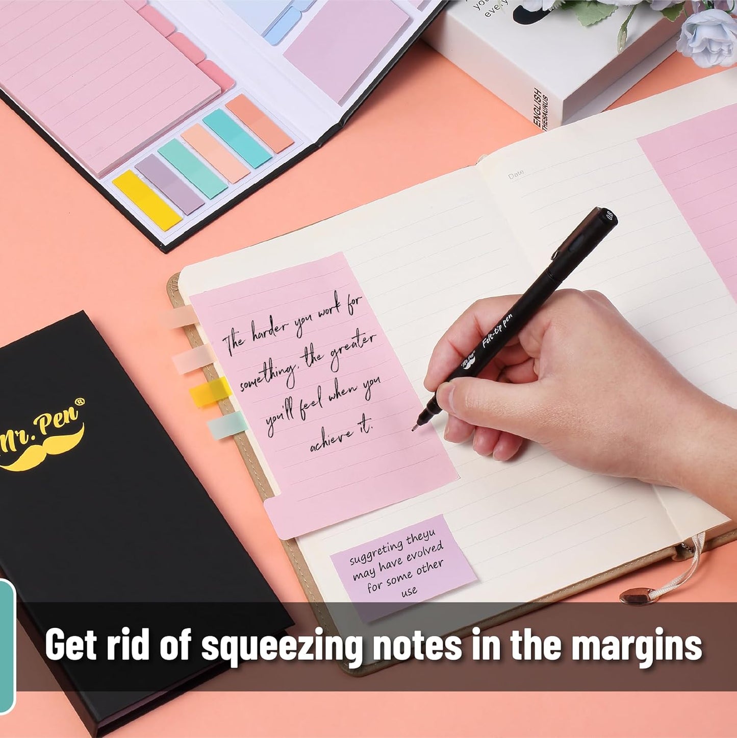 Mr. Pen- Sticky Notes Set, 410 Pack, Ruled, Dotted & Blank Notes with 150 Index Tabs, Divider Sticky Pads for Bible Study, Office, School, Planning, Journaling & Organization