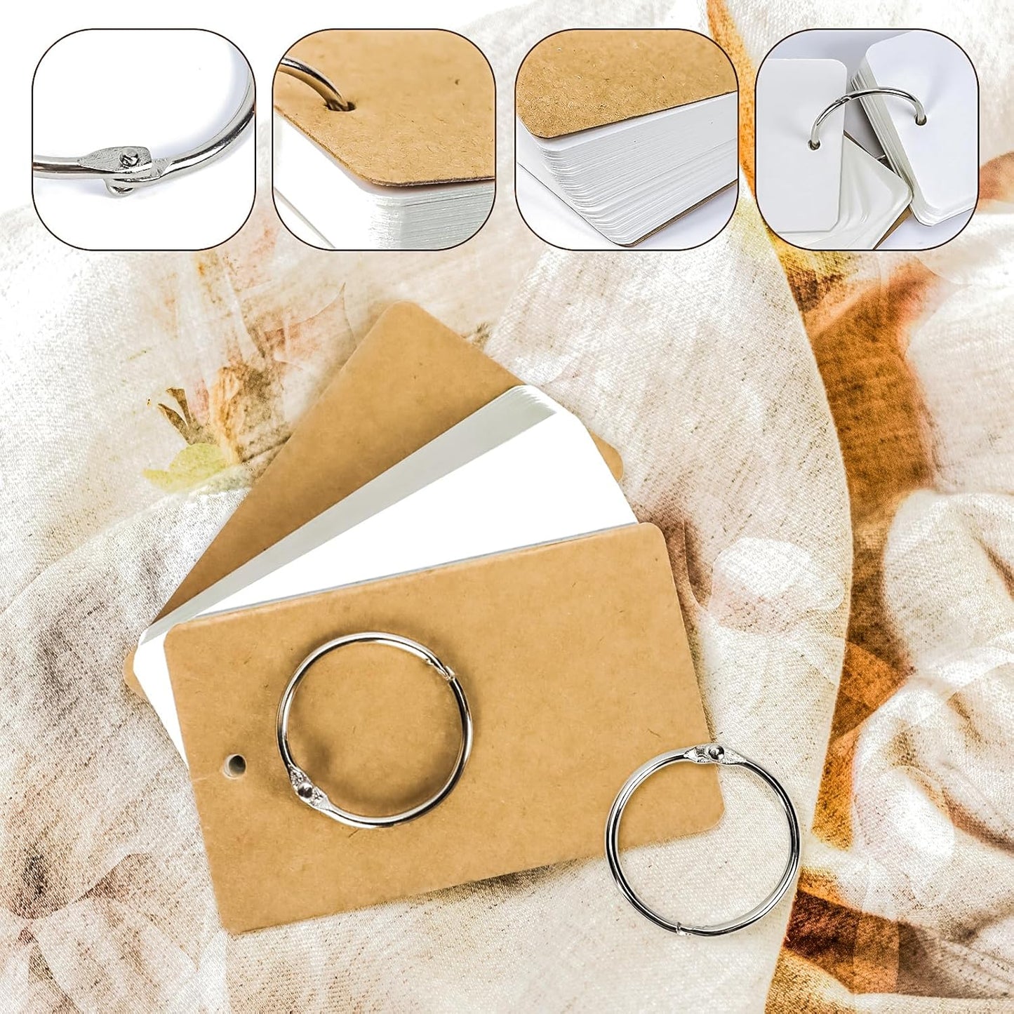 MotBach 300 Pcs Flash Cards 2x3 Inch Index Cards with Ring Lined Note Card Bood Flashcards, Mini Blank Flash Cards 2x3 White Card Pad Index Note Bood 2 x 3 Notecards for Studying School Supply College