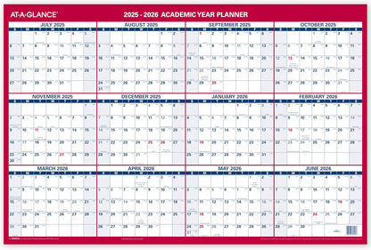 AT-A-GLANCE Dry Erase Calendar 2026-2027 Academic & Regular Year Wall Planner, 12-Month, 24" x 36", Double Sided, Vertical (PM210S28)