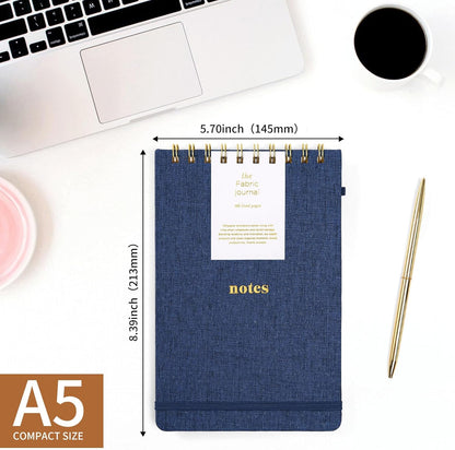 A5 Top Spiral Notebook – Hardcover Journal 160 Pages 100 GSM Thick Paper With Elastic Band & Pen Holder Steno Pads College Ruled Writing Notebooks for Work School Travel Pink