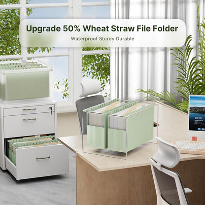 XINGIA Wheat Straw Reinforced Hanging File Folders Legal Size,4 Inch Expansion File Organizer,6 Pack Extra Capacity File Cabinet Folders for Bulky Files,Medical Charts,Filing Folders Hanging with Tabs