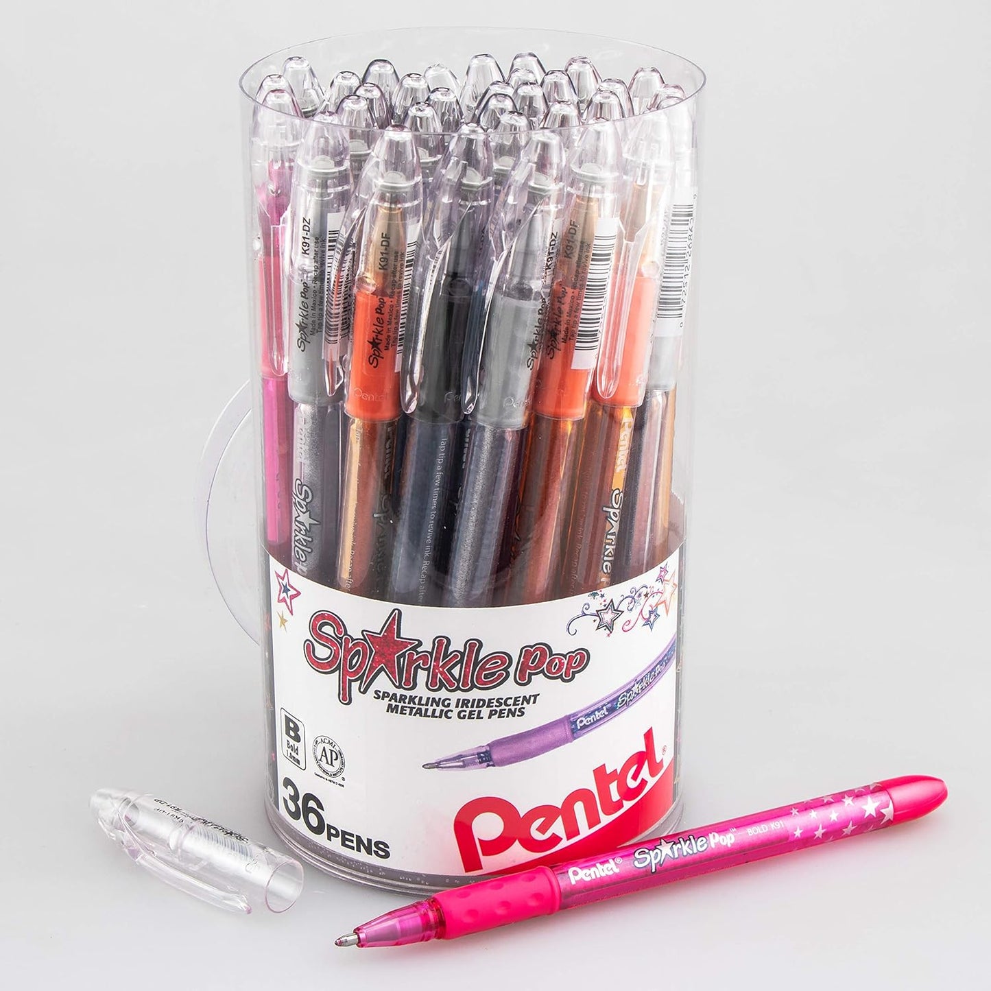 Pentel Sparkle Pop Metallic Gel Pen, (1.0mm) Bold Line, Assorted Colors, Pack of 8 (K91BP8M)