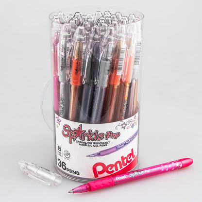 Pentel Sparkle Pop Metallic Gel Pen, (1.0mm) Bold Line, Assorted Colors, Pack of 8 (K91BP8M)