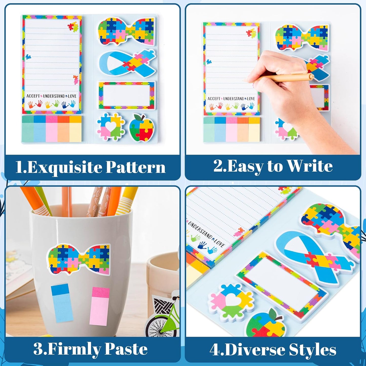 B1ykin Cute Sticky Notes Set - Stay Alive Skeleton Shaped Self-Stick Notes Pad, 550 Sheets Writing Memo Pages Sticky Notepad for Teacher Appreciation Gifts, School Office Supplies (Funny Skeleton) - Colors B