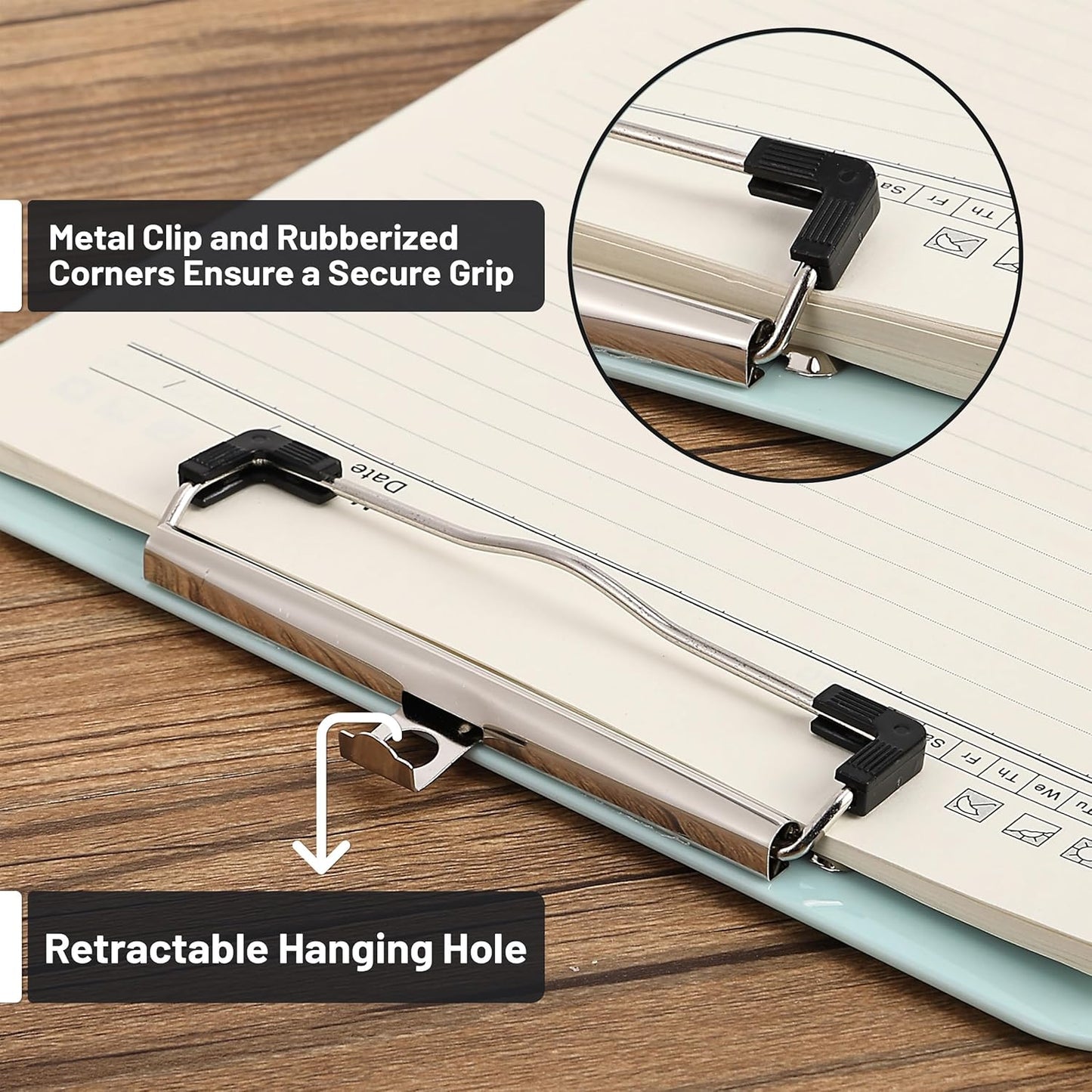 Mr. Pen- Plastic Clipboard, Letter Size, Black, Clipboard Plastic, Low-Profile Metal Clip with Retractable Hanging Hole