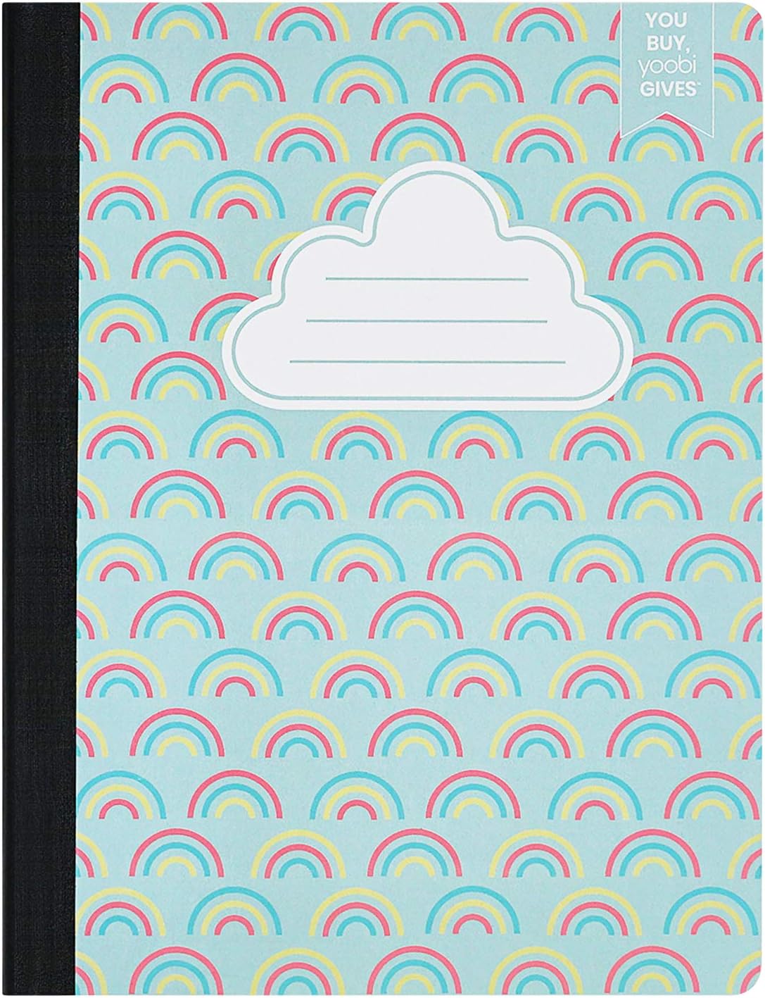 Yoobi College Ruled 8 x 10.5” Spiral Notebook Set – 3-Pack of 1 Subject Notebooks, Pink, Purple & Black Celestial Patterns – 150 Perforated 3-Hole Punched Sheets
