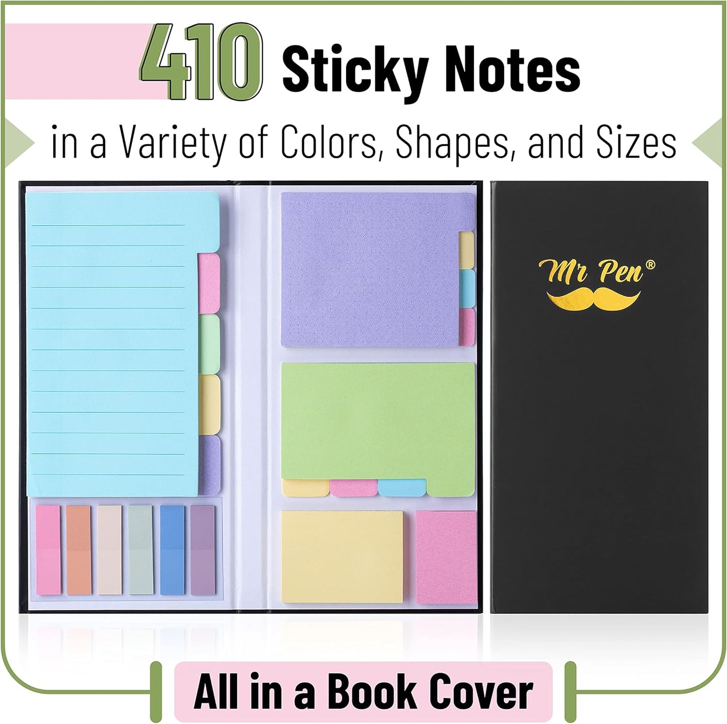 Mr. Pen- Sticky Notes Set, 410 Pack, Ruled, Dotted & Blank Notes with 150 Index Tabs, Divider Sticky Pads for Bible Study, Office, School, Planning, Journaling & Organization