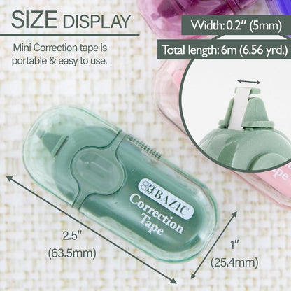BAZIC Products Correction Tape 5 mm x 236", Mini Instant Corrections, Easy to Use Applicator Tapes Roller White Out for Office School & Home, 24-Pack