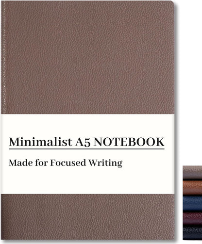 CAGIE Lined Journal Notebook for Men & Women,176 Pages A5 Medium Size, Softcover Leather Journals for Writing, College Ruled Notebook for Work & School, 100 GSM Thick Paper (5.7'' x 8.3'') (Burgundy)