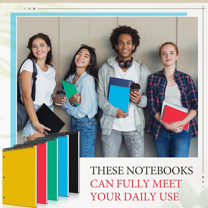 MotiMind 10 Pack 8.5" x 11" Top Spiral Notebook with 3 Hole Punched Morandi Colors Legal Pads College Ruled Notepad 50 Sheets Hard Cardboard Paper Wirebound Notepad for Office School Business
