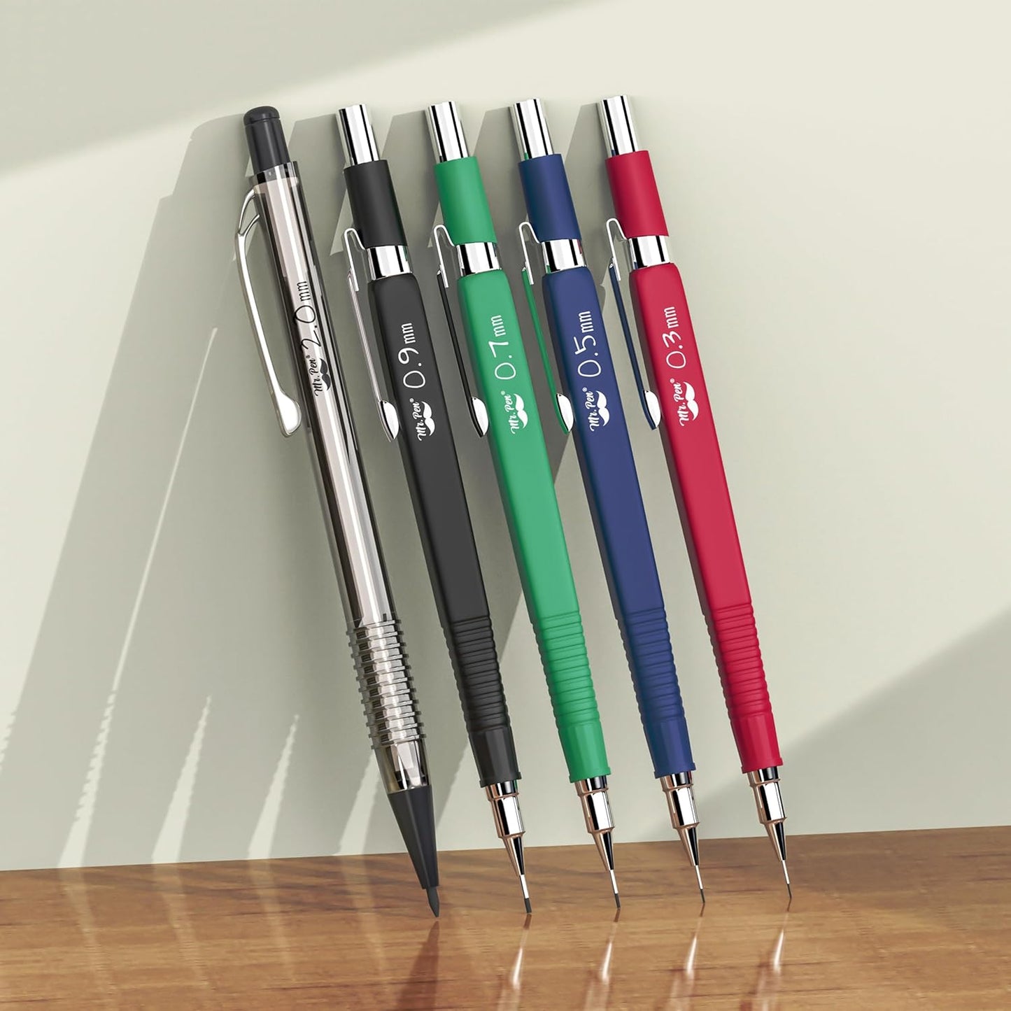 Mr. Pen- Art Mechanical Pencil Set, 5 Vintage Mechanical Pencils (0.3, 0.5, 0.7, 0.9, 2.0mm), 5 HB Lead Refills & 10 Eraser Refills, Precision Drawing Pencils for Sketching, Writing & Artwork