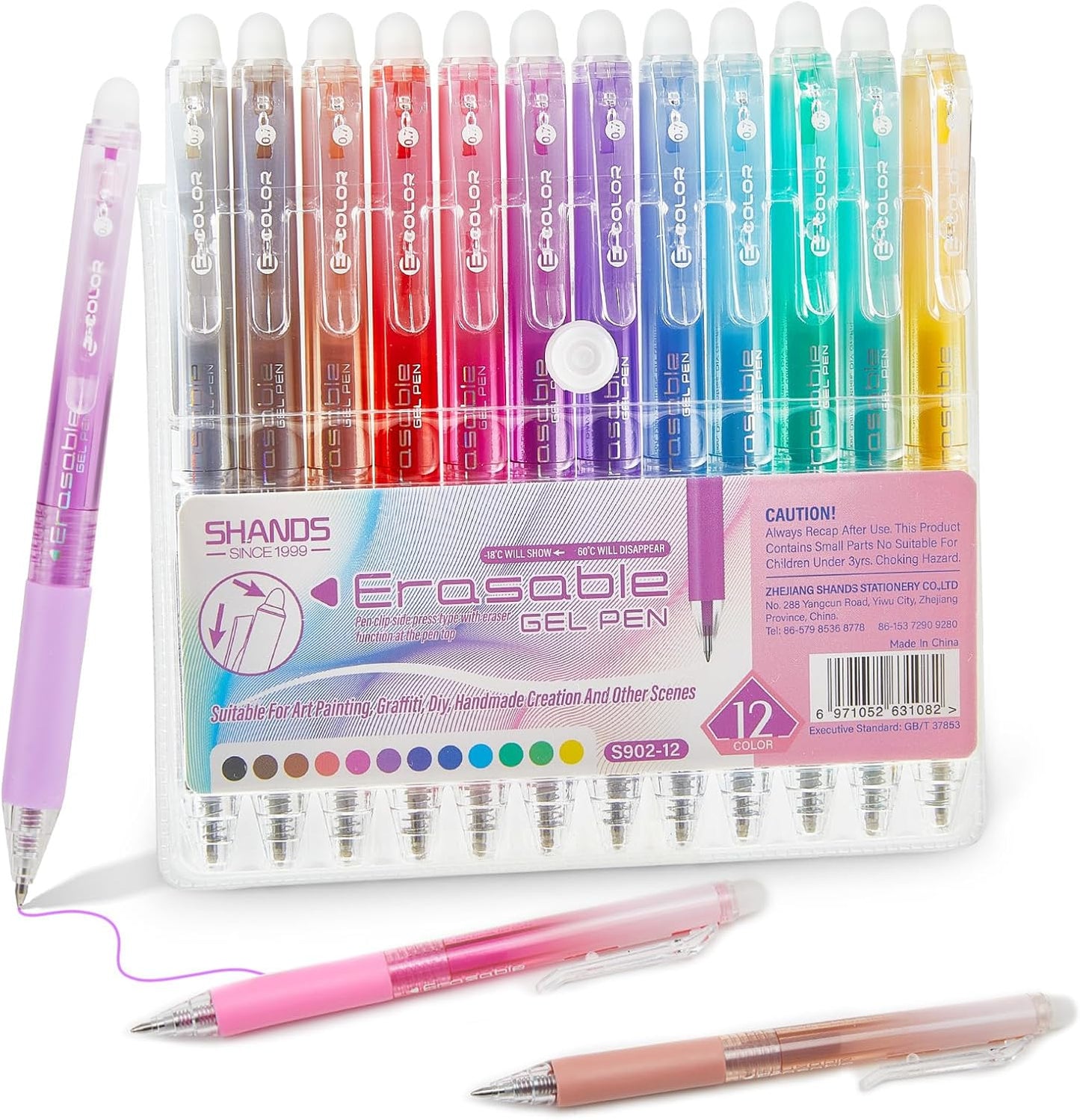 Retractable Erasable Gel Pens Clicker,Fine Point 0.7mm Smooth Writing Pens,Cute Pens For Writing Journaling Taking Notes School Office Home. (12 Colors)