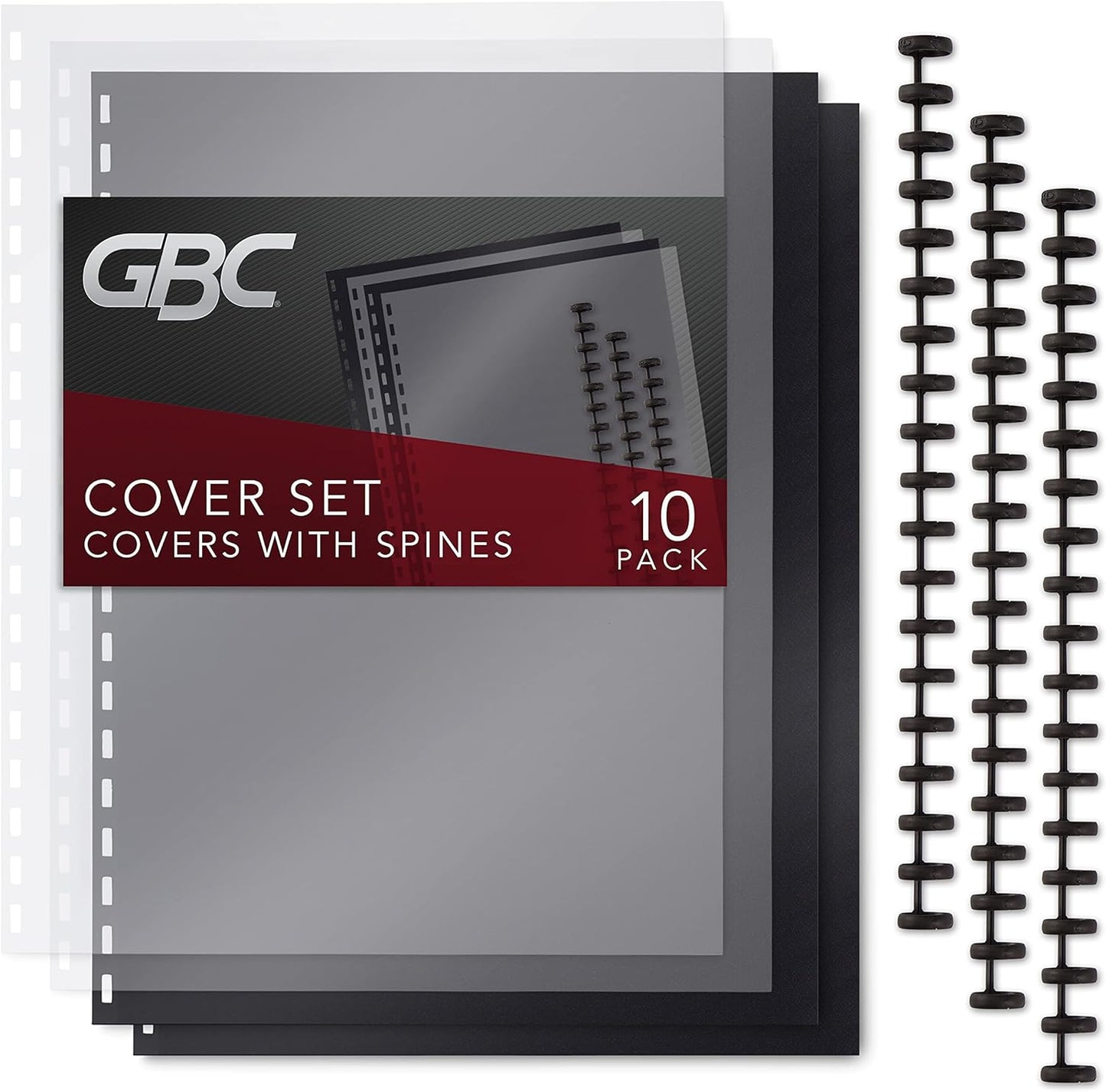 GBC ZipBind Pre-Punched Cover Set, Clear/Black, 10-Pack (26003)