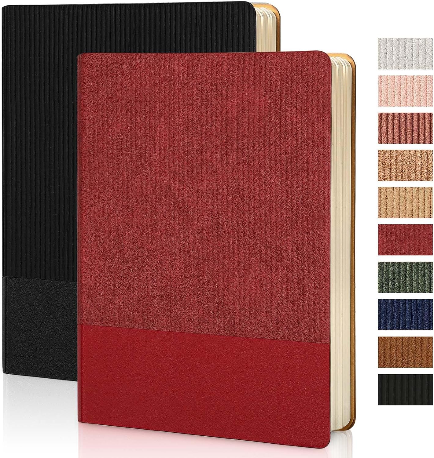Lined Journal Notebook for Work College Ruled Note Book 5.79"x8.27"A5 PU Leather Daily Journaling 216 Pages for Women Men Writing Home School Supplies Business (Dark Green)