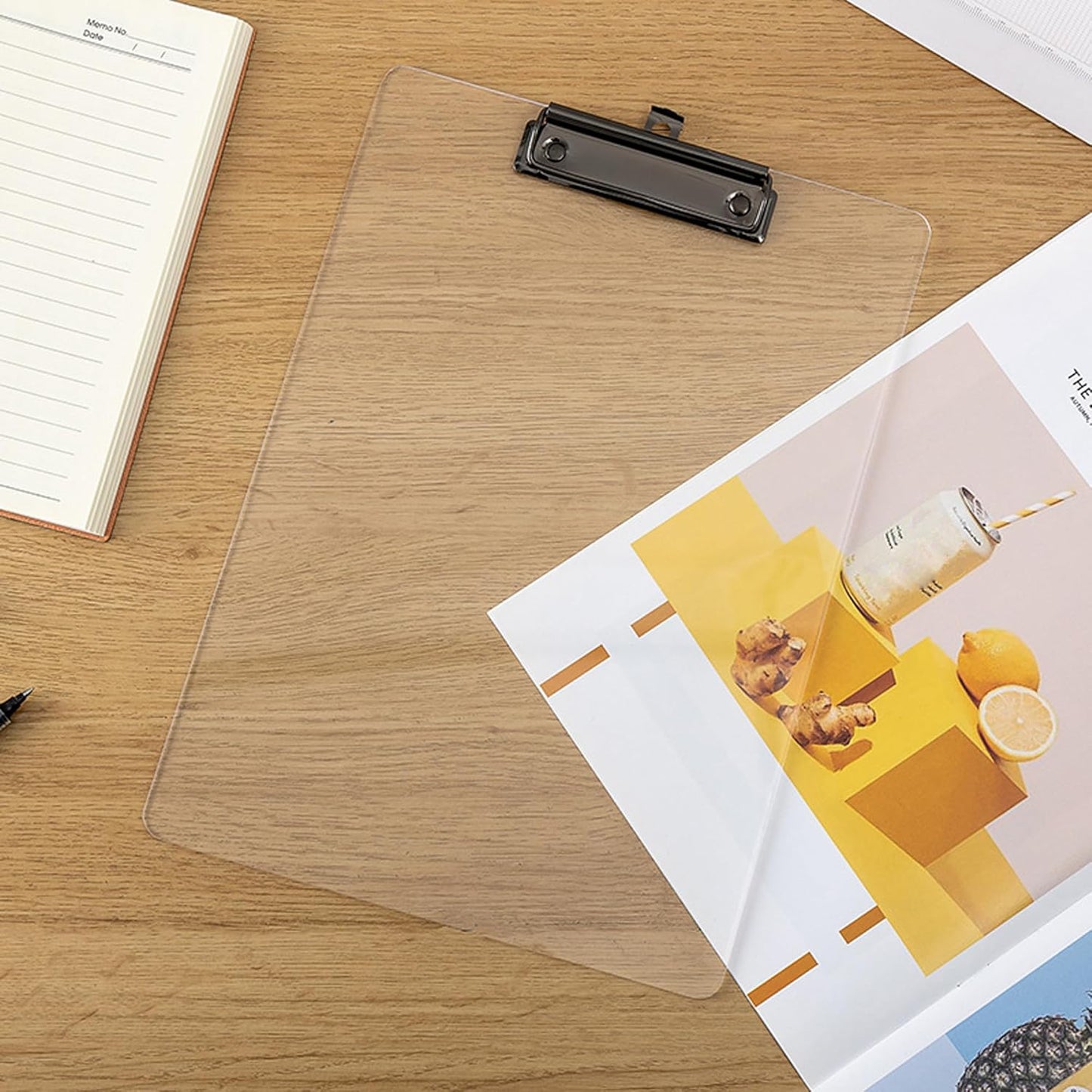 JIARI 2 Pack Clear Acrylic Office Clipboard A4 Letter Size 8.6" x 12.2" (Gold)
