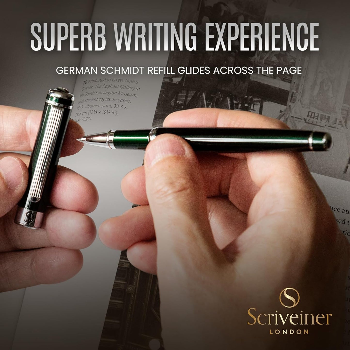 Scriveiner Midnight Blue Rollerball Pen - Stunning Blue Lacquer Luxury Pen, Chrome Finish, Schmidt Ink Refills, Men & Women, Professional, Executive Office, Nice Pen