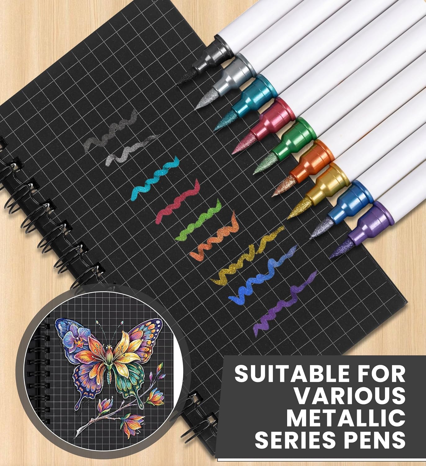 Jutom 6 Pcs Small Graph Paper Pads Notebook Mini Spiral Notebooks Grid Paper 3 x 5 Inch Pocket Notepads 120 Pages Mini Notepads for Office School Work Math Meeting (Black)