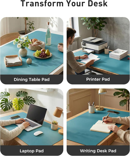 Aothia Leather Office Desk Pad Protector, Non-Slip PU Leather Desk Blotter, Waterproof Laptop Writing Mouse Pad for Office and Home, Black, 31.5" x 15.7" - Colors A