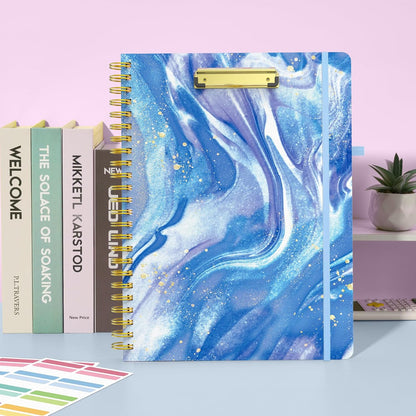 Sooez Clipboard with Refillable Notepad, Clipboard Folder with 10 Storage Pockets for Letter Size, Spiral Clipboard Notebook, Cute Portfolio for School Office Nursing
