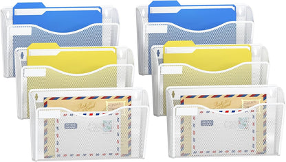 samstar 6 Pack Mesh Wall Mounted File Holder Metal Wall File Pocket Mail Organizer for Office/Home(with Label Panel)