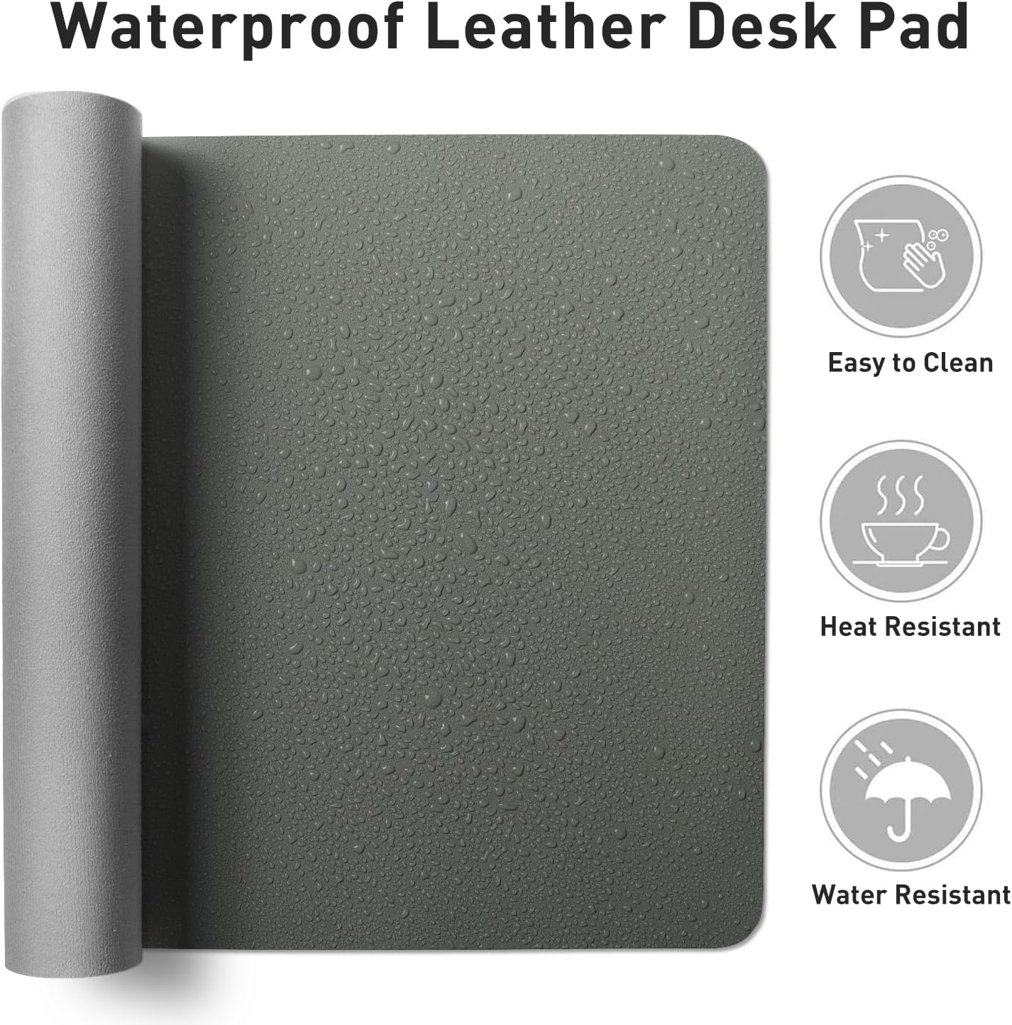 Aothia Leather Desk Pad Protector, Mouse Pad, Office Desk Mat, Non-Slip PU Leather Desk Blotter, Laptop Desk Pad, Waterproof Desk Writing Pad for Office and Home (Black,36" x 17") - Colors B