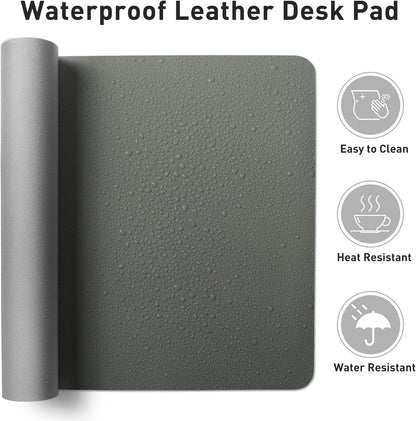 Aothia Leather Desk Pad Protector, Mouse Pad, Office Desk Mat, Non-Slip PU Leather Desk Blotter, Laptop Desk Pad, Waterproof Desk Writing Pad for Office and Home (Black,36" x 17") - Colors B