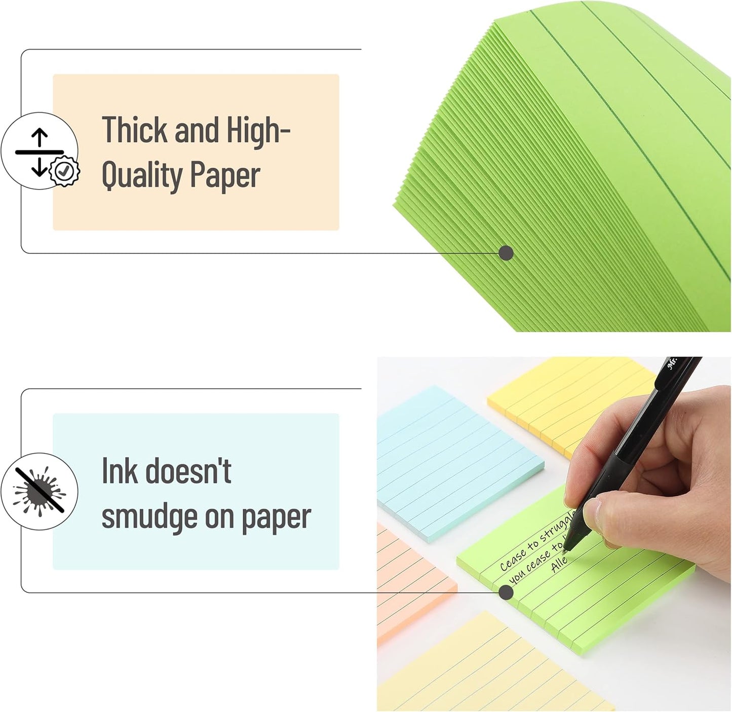 Mr. Pen- Lined Sticky Notes, 3" x 3", 12 Pads, 60 Sheets/Pad, Morandi Color, Bulk Sticky Notes with Lines, Ruled Post Stickies, Memo Pads, Self-Stick Note Pad for Office, School, Home, Study