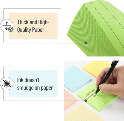 Mr. Pen- Lined Sticky Notes, 3" x 3", 12 Pads, 60 Sheets/Pad, Morandi Color, Bulk Sticky Notes with Lines, Ruled Post Stickies, Memo Pads, Self-Stick Note Pad for Office, School, Home, Study