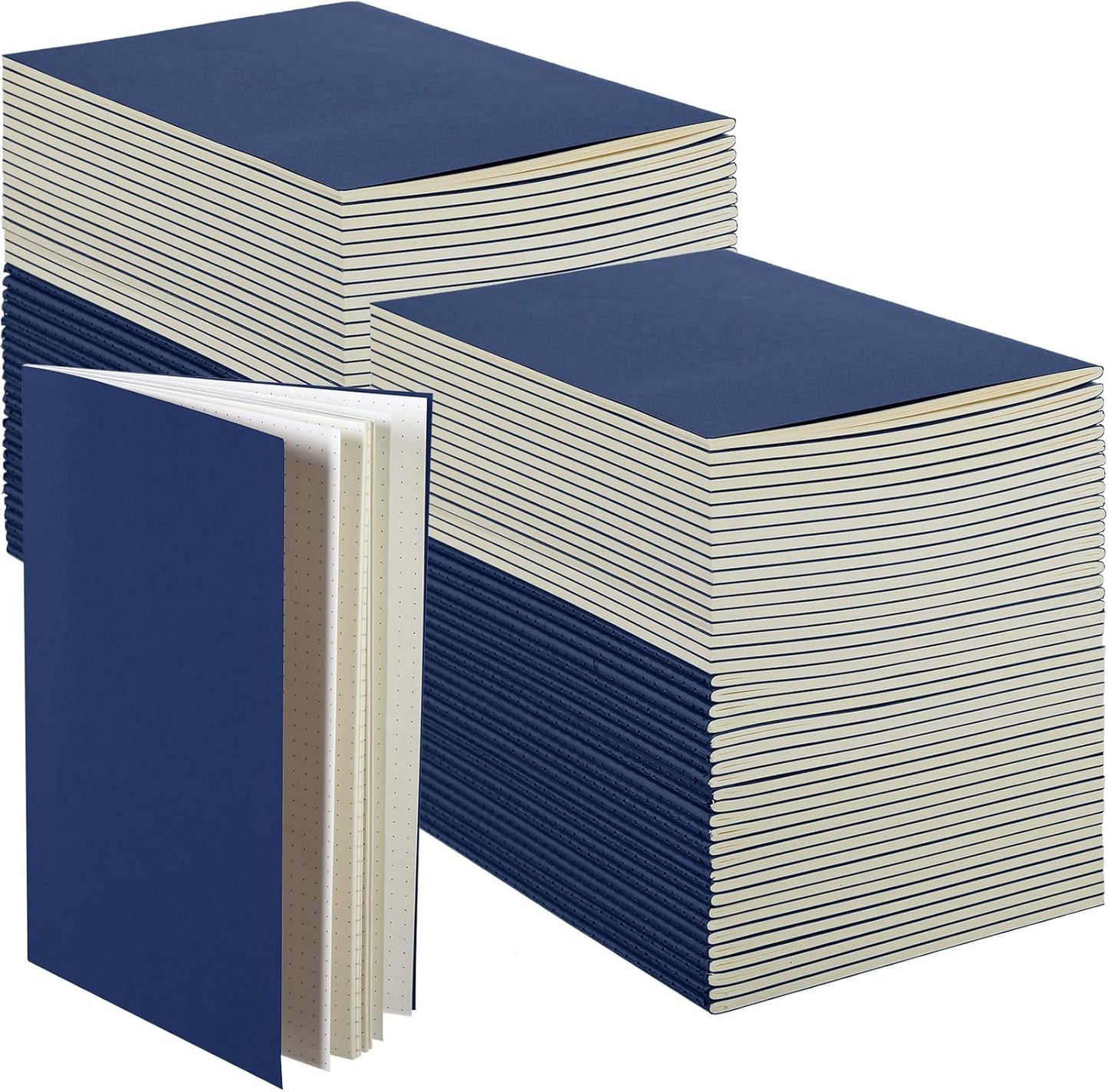 Mimorou 100 Pcs Journals Notebooks Bulk - Kraft Softcover A5 Small Notebooks 5.5 Inch x 8.3 Inch Notepads with 60 Page 30 Sheet for Writing Sketch Travel Office Supplies(Navy Blue,Lined)