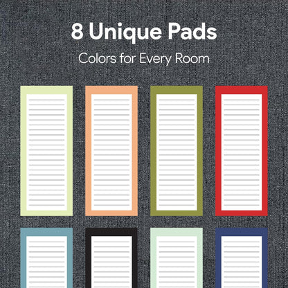 8 Magnetic Notepads – Notepads for Grocery List, Shopping List, To-Do List, Reminders -Strong Magnetic Back- Memo Notepad with Realistic Fruit Designs | 25 Sheets per Pad 7.5 x 3.5 inch (8 Pack)