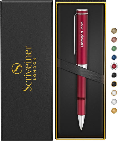 Scriveiner Black Rollerball EDC Luxury Pen, Stunning Pocket Pen with Chrome Finish, Cool Writing, Best Gift for Men & Women, German Schmidt Refill, Nice Present, Fancy Office Designer Set