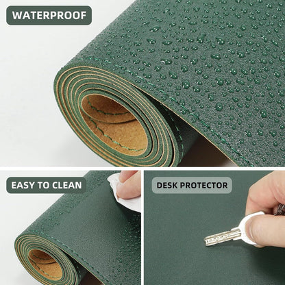 Large Desk Mat 47.2" x 17" Leather Desk Pad Protector with Natural Cork & PU Leather, Non-Slip Office Desk Mat, Large Mouse Pad, Waterproof Desk Blotter pad for Office&Home(Black)
